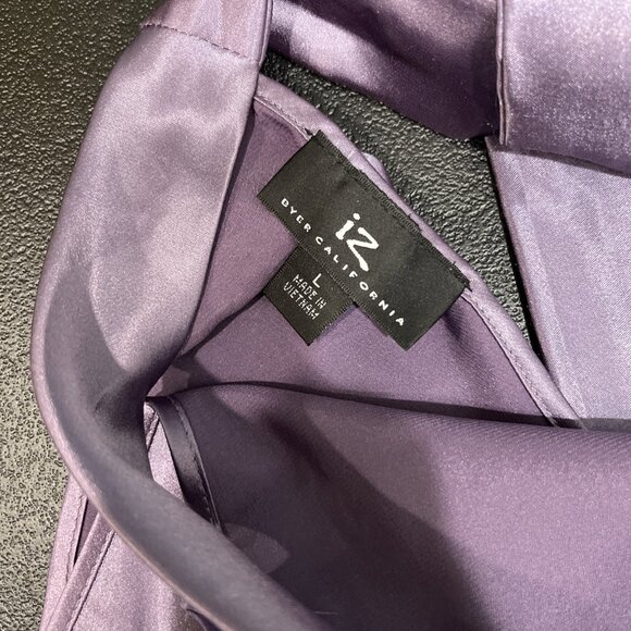 Iz Byer California Y2K Satin Top Womens Size L Purple Halter Neck Chiffon Ruffle - Picture 4 of 8